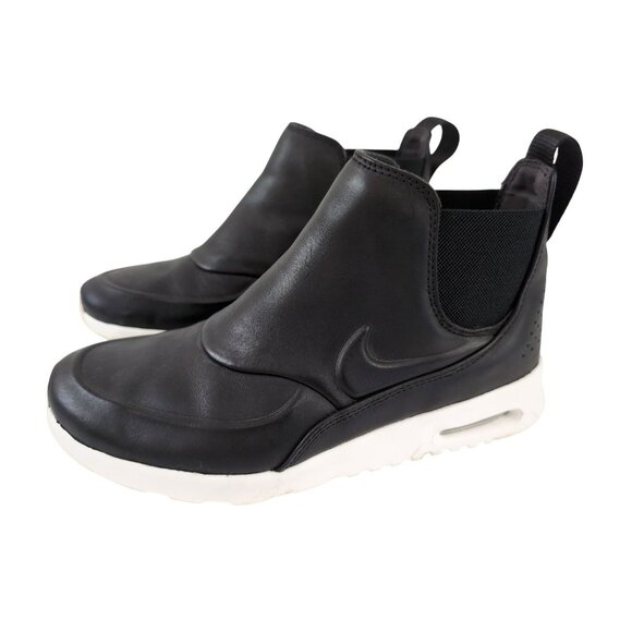 Nike Air Max Thea Mid Shoe Sneaker Ankle Boot Womens 7.5 Black Leather Slip On - Picture 1 of 10